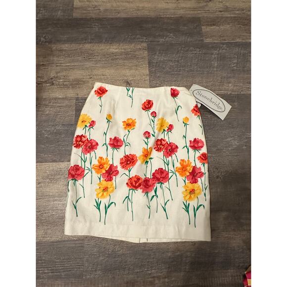 Stonebridge Dresses & Skirts - Stonebridge Vintage White Floral Skirt Size 10 NWT